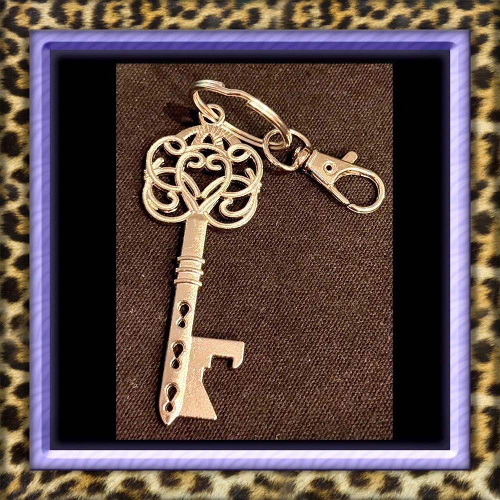 👑✅PRICE FIRM✅Elegant Silver Tone Metal Key-Shaped Keychain. NWOT